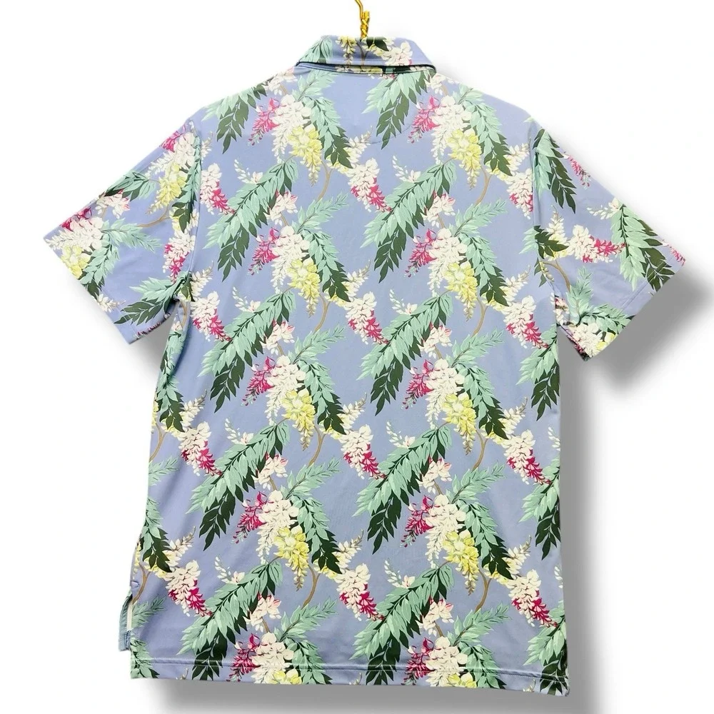 Ralph Lauren RLX Golf Polo Shirt Floral Hawaiian Mens S Blue